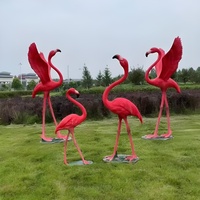 Sculptures d'animaux en résine et fibre de verre, flamants roses géants faits à la main, de haute qualité, personnalisables OEM, très demandées, pour la décoration de jardin.