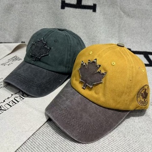 High Quality 6-Panel Cotton Adjustable Summer Sun Hat Streetwear Hip Hop Cap Vintage Maple Leaf Baseball Dad Cap Curved Brim - Product Image 2