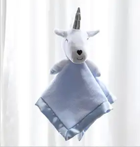 Personnalisé peluche licorne bébé sécurité doudou doux licorne infantile sécurité couvertures promotionnel bébé cheval bébé couverture