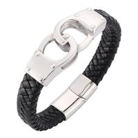 Bracelets manchettes en acier inoxydable pour hommes, accessoires de styliste en cuir à la mode pour bricolage