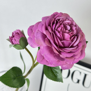 Fleurs artificielles Meiyu Craft, fleurs de camélia simulées à 2 têtes, fleurs en soie 3D, décoration de mariage, décoration de la maison - Product Image 5