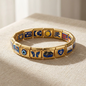 Venta al por mayor de eslabones de dijes italianos personalizados de esmalte con diseños de Sol, Luna, Estrella, Mariposa y Ojo de Perro, compatibles con pulseras de acero inoxidable de 9mm para la fabricación de joyas - Product Image 3
