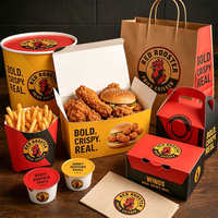 Emballages alimentaires en papier jetables personnalisés pour frites, boîtes à ailes de poulet, boîtes à hamburgers, boîtes à emporter pour la restauration rapide