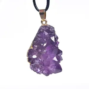 Amethyst pendant irregular gravel necklace precious stone jewelry accessories raw stone pendant