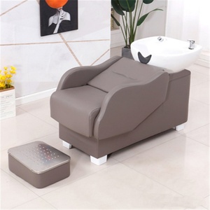 Kisen Offre Spéciale Mobilier de Salon Chaise de Lavage Confortable Noire et Blanche pour Coiffeur avec Bac en Céramique et Douchette - Product Image 4