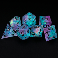 Mini set de dés en résine cyan violet mat pour D&D, 7 pièces, polyédriques à bords tranchants, givrés, pour jeux de rôle de table Dungeons and Dragons