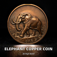 Pesanan Grosir Koin Tembaga 3D Relief Tinggi UV Hidrolik 1 oz Desain Gajah Suvenir Koleksi Peringatan Festival