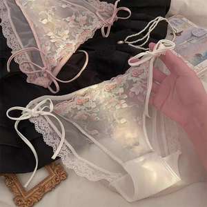 Culotte G-string transparente en dentelle pour femme, grande taille, taille haute, sexy, respirante, sans couture, séchage rapide, écologique, pour les règles - Product Image 3