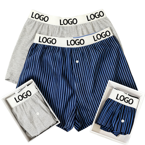 Calzoncillos Boxer para Hombre CELINNE, de Algodón a Rayas, Transpirables, de Cintura Media, con Logotipo en la Cintura - Product Image 1