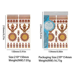 Adesivi per Tatuaggi all'Henné Indiano Marrone Dorato all'Ingrosso, Decalcomanie per Mani, Piedi e Corpo, Arte Corporea Impermeabile, Tatuaggi Temporanei - Product Image 3