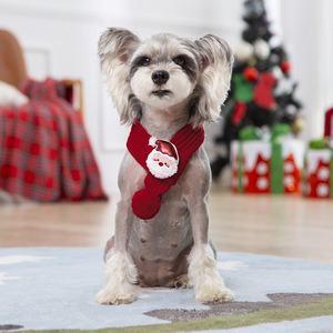 Accesorios promocionales calientes para mascotas, bufanda de Navidad de punto de patrón sólido, gatos y perros, suministros de invierno - Product Image 1