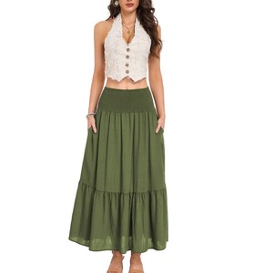 <span class=keywords><strong>Jupe</strong></span> longue <span class=keywords><strong>blanche</strong></span> taille haute pour femme, <span class=keywords><strong>plissée</strong></span>, avec ceinture élastique et doublure, <span class=keywords><strong>jupe</strong></span> maxi décontractée et élégante pour la plage - Product Image 6