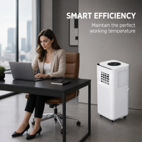 Climatiseur portable intelligent électrique 7000/9000 BTU, fonction de refroidissement, usage domestique, classe d'efficacité énergétique, télécommande en plastique