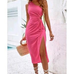 Vestido Mini Floral de Verano para Mujer al por Mayor, con Tirantes Finos, Corte A, Dobladillo con Volantes, Transpirable, de Gasa Tejida, Ajustado - Product Image 5