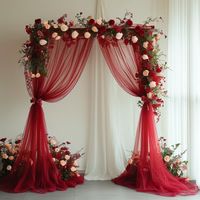 Cortina de Tul Transparente Europea para Bodas, con Varilla, de Poliéster, para Arco de Boda, Fondo, Decoración de Sillas para Fiestas y Eventos