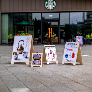 Fırın, kahve dükkanı, açık ahşap A-tabela panosu, çift taraflı kat tavana reklam ekranı - Product Image 1