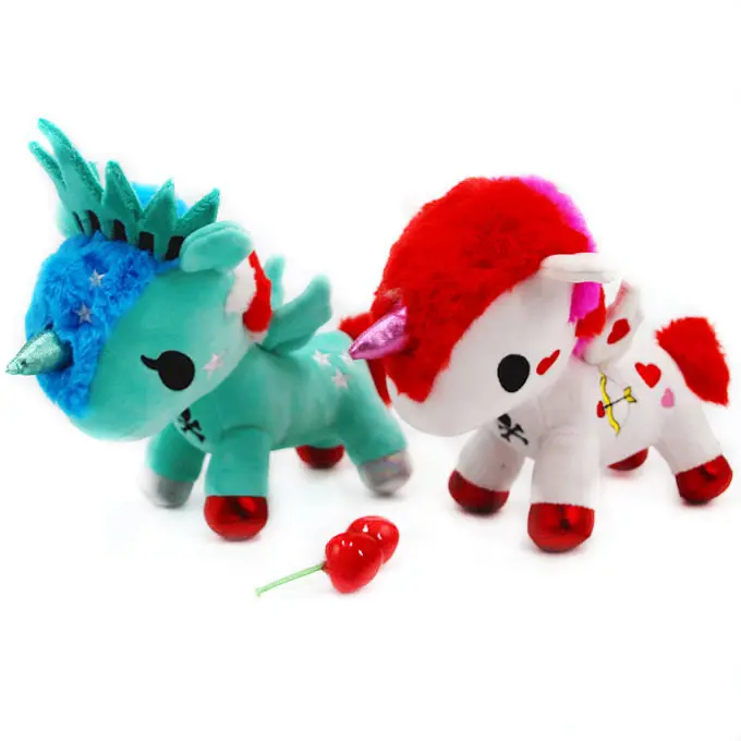 מותאם אישית רך כחול ואדום קטיפה unicorn ממולא צעצועים רכים