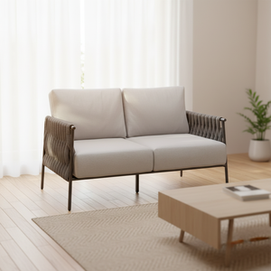 Divanetto Moderno East Oak Life Chatter |   <span class=keywords><strong>Divano</strong></span> a 2 posti con struttura in acciaio, cuscini lavabili spessi 6,7 pollici, per giardino/portico/balcone/cortile - Product Image 1