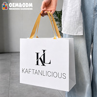 Sacs cadeaux en papier de luxe personnalisables, intérieur et extérieur bicolores, sacs shopping en papier pour vêtements, emballage de marque de vêtements
