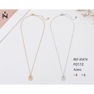 Collana con Ciondolo Lettera R Angelina, Tono Oro e Argento, Acciaio Inossidabile, Gioielli Minimalisti alla Moda, Regalo per Uso Quotidiano - Product Image 3