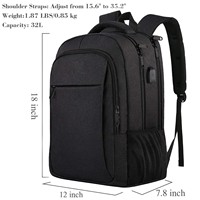 Ransel Laptop Unisex Kapasitas Besar Port USB Tahan Air Bahan Oxford Polyester untuk Bisnis, Perjalanan, dan Olahraga