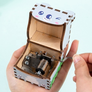 Children Handmade DIY Wooden Music Box Kids Educational Toys Decoration <strong>Mini</strong> Wood <strong>Hand</strong> Crank Musical Gifts for Boys Girls - Product Image 3