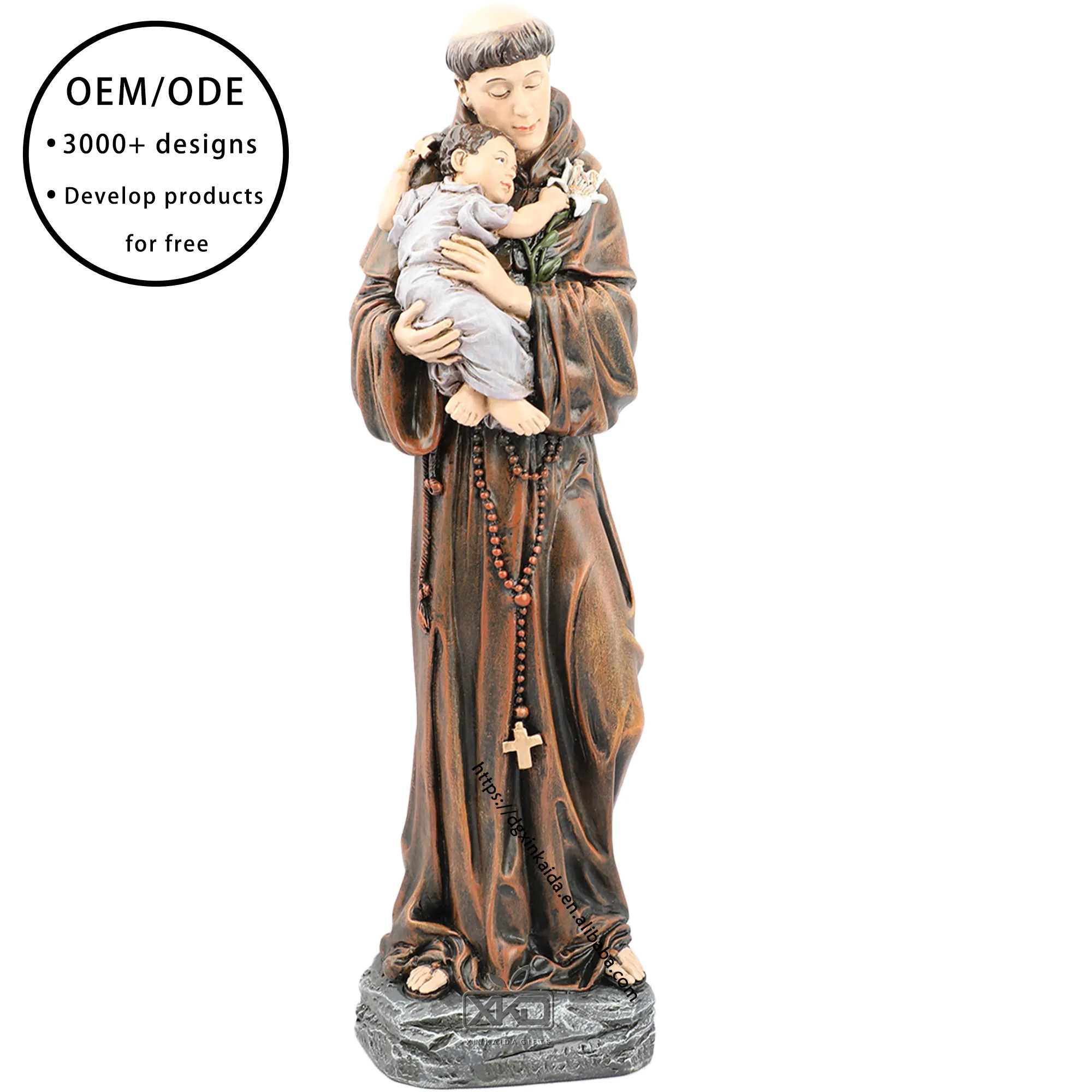 Statue religiose cattoliche all'ingrosso della fabbrica resina san antonio de padua 30 cm dropshipping statua candelo
