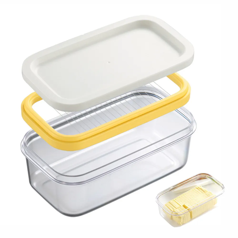 Tủ lạnh nhựa bao phủ bơ thủ môn trường hợp dễ dàng cắt hai 4oz Gậy pho mát bơ Cutter Slicer container món ăn với nắp và cu