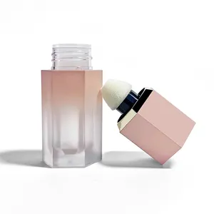 6毫升透明粉色渐变透明奢华可爱透明粉色空定制容器唇彩管，带盒子和定制标志
