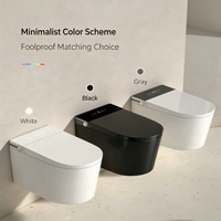 Inodoro de Cerámica Inteligente Montado en la Pared con Asiento Calefactado, Descarga Ciclónica, Sensor de Pie, Control por Voz, Drenaje en Forma de S y Control Remoto
