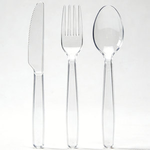 Juego de Cubiertos <span class=keywords><strong>Desechables</strong></span> Transparentes Resistentes de Grado Alimenticio, Cuchara, Tenedor y Cuchillo Transparentes para Comida para Llevar y Fiestas - Product Image 1