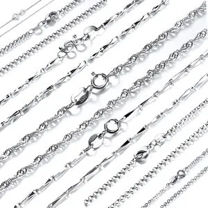 925 Silver Chains RINNTIN SC Women Custom Joya De Plata Kolye Cuban Link Chain Pure 925 Sterling Silver Chains For Women Men