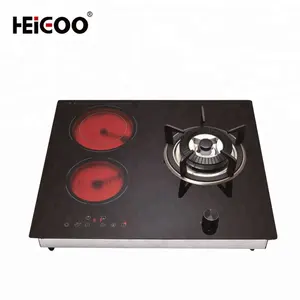 China commercial built-in double infrared induction cooker electric cooktop & single 1 burner gas stove with glass ceramic plate