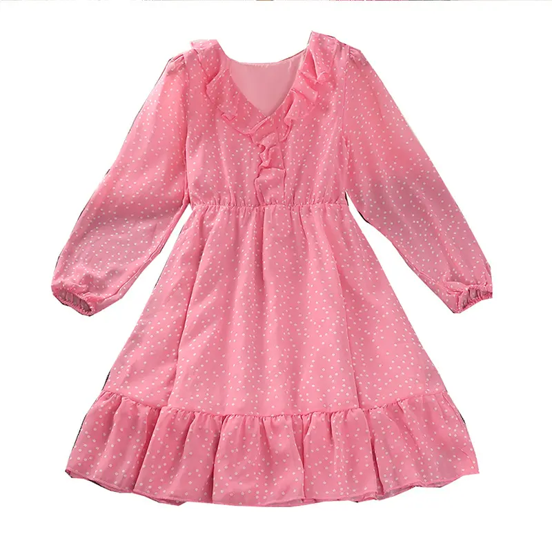 Robe pour filles nouvelle 2023 printemps et automne col en V version coréenne robe de princesse à manches longues vêtements pour enfants robes pour enfants