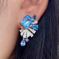 Boucles d'oreilles en argent sterling 925 naturel pour femmes, bijoux en argent incrusté de topaze, bijoux en pierres précieuses, pierre naturelle, article cadeau
