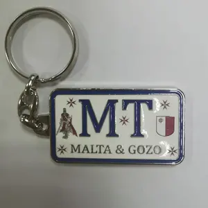 Malta custom zinc alloy metal license plate keychain