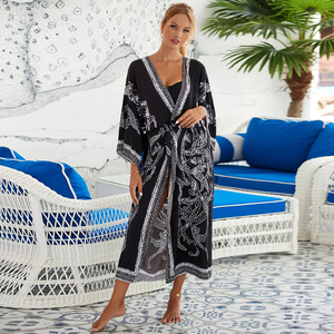 Strand-<span class=keywords><strong>Cardigan</strong></span> aus Rayon mit Positionierungsdruck Urlaubs-Sonnenschutz-Kimono-Bluse Strand-Überwurf - Product Image 3