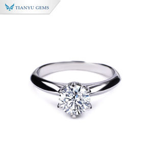 Bague de fiançailles Tianyu en argent 925 avec moissanite, coupe brillante, tige incurvée, pour femmes - Product Image 1