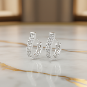 E4557 White Gold <b>Hoop</b> <b>Earrings</b> Diamond Channel Setting Women's Luxury <b>Fine</b> Jewelry - Product Image 2