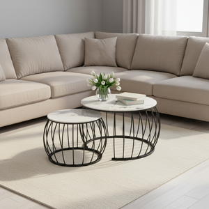 Mesa de Centro Moderna de 2 Niveles con Tapa de Vidrio Templado, Estante de Ratán de <span class=keywords><strong>PVC</strong></span> y Patas de Metal para Sala de Estar - Product Image 3