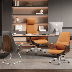 Sedia da ufficio moderna e ergonomica con schienale alto, comoda in alluminio, vera pelle, sedia per Computer regolabile in altezza - Product Image 2