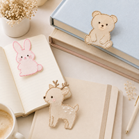 Marque-pages en organza brodés sur mesure, style japonais et coréen, animaux mignons (chat, pingouin, baleine), papeterie en tissu, cadeau pour enfants