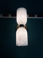 JYLIGHTING Applique murale linéaire en marbre d'albâtre espagnol et cuivre, éclairage LED de luxe, décoration intérieure, applique murale pour couloir