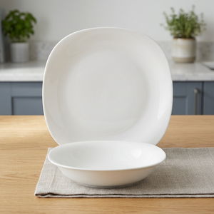 Set da Pranzo Dublin Sibilla in Vetro Opalino Quadrato da 12 Pezzi, Design Minimalista, Lavabile in Lavastoviglie e Utilizzabile in Microonde, Set da 4 Pezzi per Casa e Ristorante - Product Image 3