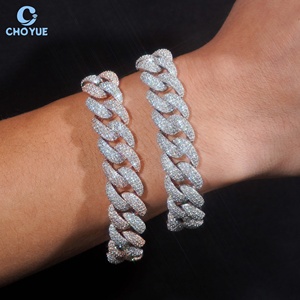 <b>Iced</b> <b>Out</b> Moissanite Cuban Link <b>Chain</b> 925 Sterling Silver Hip Hop Style Trend Jewelry Unisex Fashion Necklace Wholesa - Product Image 3