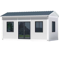 Maison mobile rectangulaire en acier moderne, respirante, minimaliste, bureau intégré, atelier, assemblage simple en extérieur