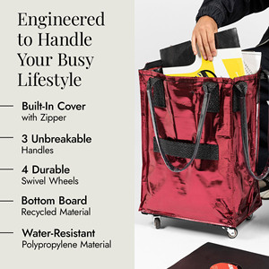 Caja de Cartón Metálica OEM, Carro de Compras, Almacenamiento para Jardín, 1 Juego de Herramientas Profesionales para Transportar Maquinaria, Bolsa de Almacenamiento Resistente con Ruedas - Product Image 4