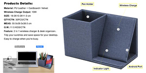 Lg8188 Handmade Da Máy Tính Để Bàn Tổ Chức Bán Buôn Biểu Tượng Tùy Chỉnh 10W/15W Không Dây Sạc Đứng Văn Phòng Chủ Bút - Product Image 6