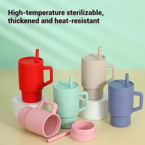 Bouteille à paille en silicone pour bébé de 9 oz, gobelet pour enfants anti-fuite avec poignée - Product Image 3