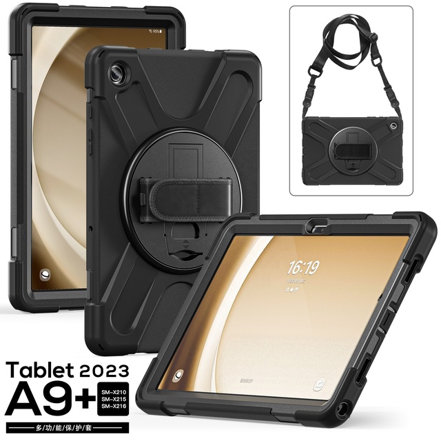 For Samsung Galaxy Plus 11'' Cover PC Silicone Shockproof Stand Strap Kids Safe + Shoulder Tablet Tab A9 A9+ X210 X215 X216